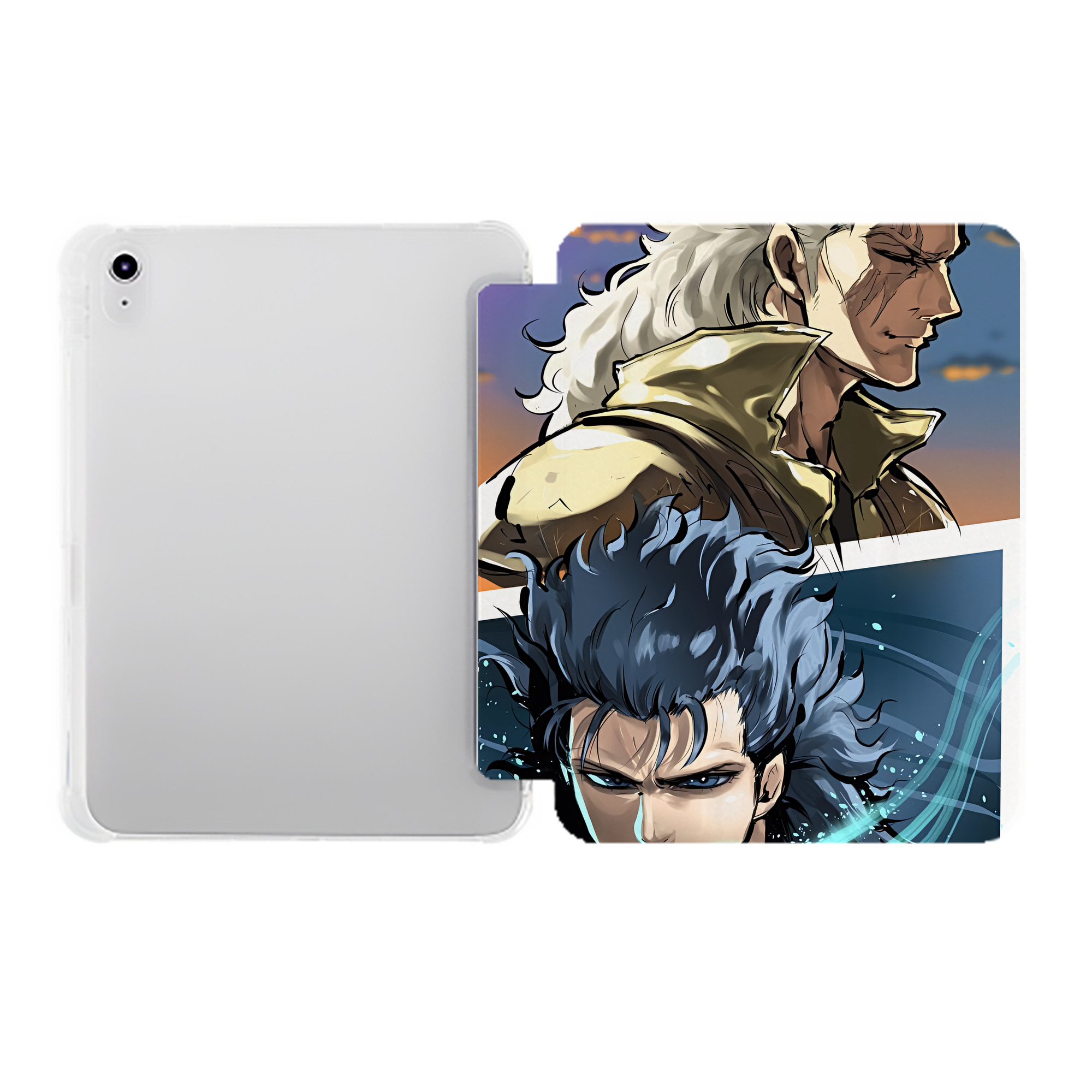 （画像用） 北斗の拳 Fist of the North Star IPad ケース ペン収納付き 三つ折りスタンド PUレザー×シリコン 対応機種9.5/10.5/10.9インチ